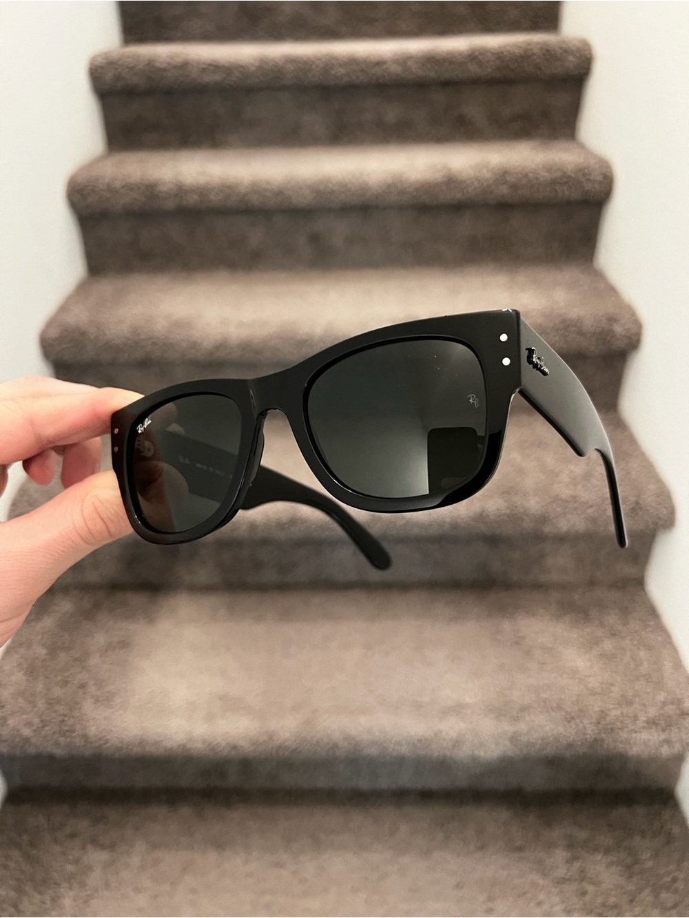 NEW Mega Wayfarer Ray-Ban RB0840S 901/31 51-21 Unisex Sunglasses - Black/Green